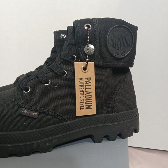 Palladium Baggy Turn-down 02353-060-M Black/Black Canvas Boots Men's Size 10 NIB